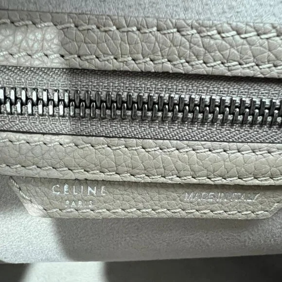 CELINE Gray Leather Drummed Grained Mini Luggage Tote Bag - Picture 9 of 11